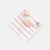 かわいい水彩雲スターベビーガールシャワーピンク スタンダードカクテルナプキン (角)
