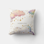 かわいい水彩雲スターベビーガールシャワー クッション (正面)