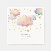 かわいい水彩雲スターベビーガールシャワー スタンダードカクテルナプキン (正面)