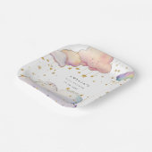 かわいい水彩雲スターベビーガールシャワー ペーパープレート (傾斜あり)