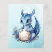 かわいい水彩青いドラゴンベビーシャワー (裏面)