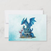 かわいい水彩青いドラゴンベビーシャワー サンキューカード (裏面)