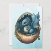 かわいい水彩青いドラゴンベビーシャワー 招待状 (裏面)
