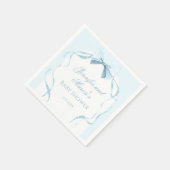 かわいい水彩青いリボン男の赤ちゃんシャワー スタンダードカクテルナプキン (角)