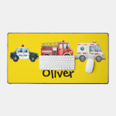 かわいい水彩非常用車 デスクマット (キーボード&マウス)