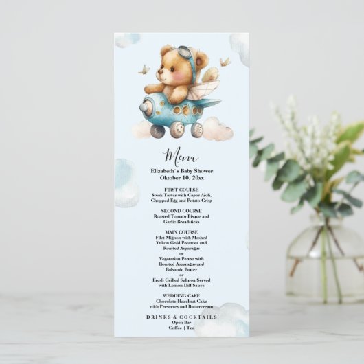 かわいい水彩飛行機テディベア メニュー (スタンド正面)