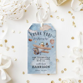 かわいい水彩飛行機ボーイサンキュー ギフトタグ