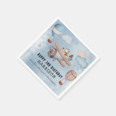 かわいい水彩飛行機ボーイバースデーパーティー スタンダードカクテルナプキン (角)