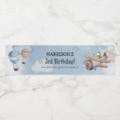 かわいい水彩飛行機ボーイバースデーパーティー ペットボトルラベル (シングルラベル)