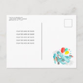 かわいい水彩飛行機風船飛行機誕生日 ポストカード (裏面)