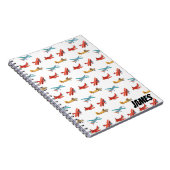 かわいい水彩飛行機飛んでいるin空 ノートブック (右側)