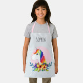 かわいい水彩魔法のピンクのユニコーンの子供たち エプロン (インサイチュ)