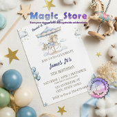 かわいい水彩魔法の回転木馬誕生日パーティー 招待状