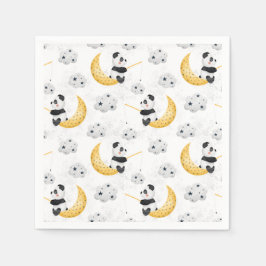 かわいい水彩魚釣りパンダ柄誕生日 スタンダードカクテルナプキン