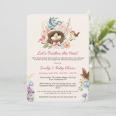 かわいい水彩鳥の巣パーティー赤ちゃんシャワー 招待状 (スタンド正面)