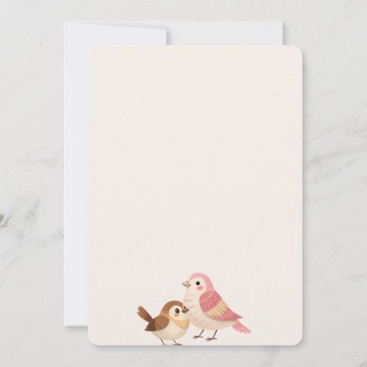 かわいい水彩鳥の巣パーティー赤ちゃんシャワー 招待状 (裏面)