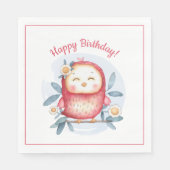 かわいい水彩鳥誕生日 スタンダードランチョンナプキン (正面)