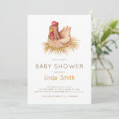 かわいい水彩鶏の赤ちゃんシャワー 招待状 (スタンド正面)