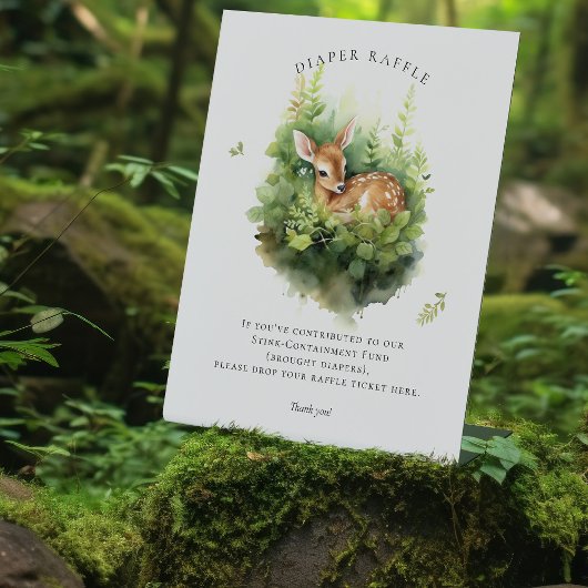 かわいい水彩鹿おむつラッフルサイン 台座サイン