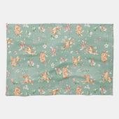 かわいい水彩鹿のパターン キッチンタオル (横)