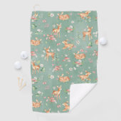 かわいい水彩鹿のパターン ゴルフタオル (インサイチュ)