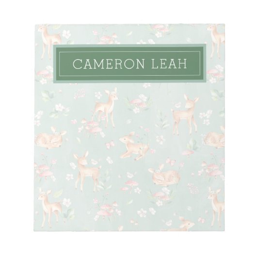 かわいい水彩鹿のパターン ノートパッド (正面)