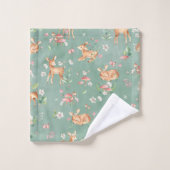 かわいい水彩鹿のパターン バスタオルセット (ウォッシュタオル)