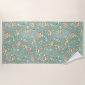 かわいい水彩鹿のパターン ビーチタオル (正面)