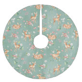 かわいい水彩鹿のパターン ブラッシュドポリエステルツリースカート (正面)