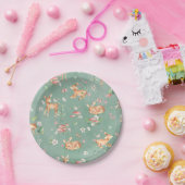 かわいい水彩鹿のパターン ペーパープレート (パーティー)