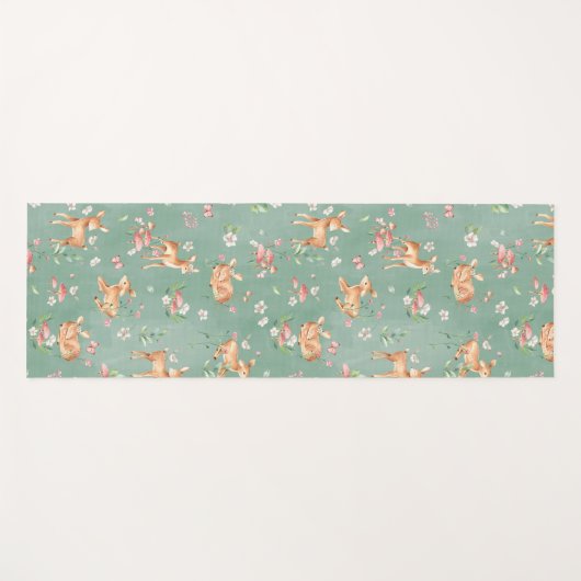 かわいい水彩鹿のパターン ヨガマット (正面(横))