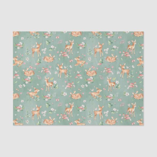 かわいい水彩鹿のパターン 薄葉紙 (正面)