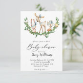 かわいい水彩鹿の赤ちゃんシャワー招待 招待状 (スタンド正面)