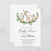 かわいい水彩鹿の赤ちゃんシャワー招待 招待状 (正面/裏面)