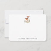 かわいい水彩鹿キッズステーショナリー サンキューカード (正面)