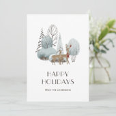 かわいい水彩鹿雪の冬のシーン シーズンカード (スタンド正面)