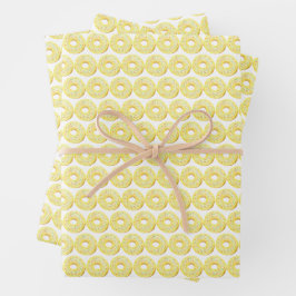 かわいい水彩黄色い振りかけるドーナツ ラッピングペーパーシート