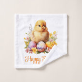 かわいい水彩黄鶏と卵 バスタオルセット (ウォッシュタオル)