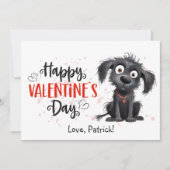 かわいい水彩黒犬ハッピーバレンタイン シーズンカード (正面)