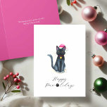 かわいい水彩黒猫クリスマスカード シーズンカード<br><div class="desc">水祝色スタイルのフェスティバル黒猫サマンサを使ったキュートなクリスマスカー図解入りの、写真付きのドで魅力的の休日。サンタ帽と休日のボーブルを着て、この子猫はあなたの季節の挨拶に甘いとおもしろいの完璧なミックスをもたらします。「Happy Paw-lidays」おもしろいメッセージは前足のプリントアクセントで遊び心に描かれ、これらのクリスマスカードは陽気なクリスマスの願いを共有するための軽快な方法である。内部には、ピンクの鮮やかクリスマスカードの背景があなたの個人touchを待っている。カスタマイズ可能なクリスマスカードのテンプレートを使用してメッセージを簡単に追加できる。Do Tell A BelleのVictoria Grigaliunasがデザインしたカードは、猫好きや休日のスマイルに適している。猫と一緒に水色のクリスマスカードを見るには、www.zazzle.com/dotellabelleを参照する</div>