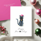 かわいい水彩黒猫クリスマスカード シーズンカード