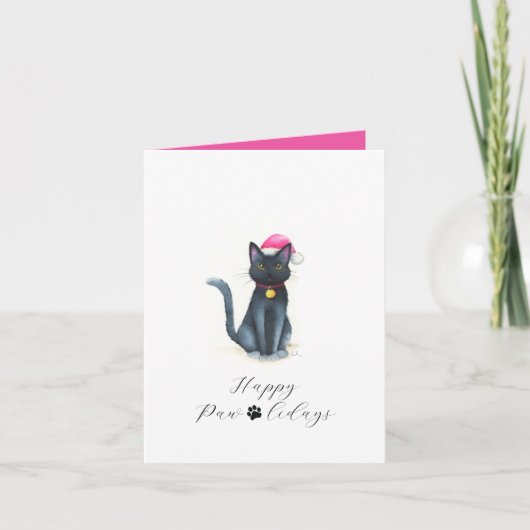 かわいい水彩黒猫クリスマスカード シーズンカード (正面)