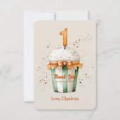 かわいい水彩1st誕生日サンキューカード (正面)