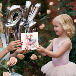 かわいい水彩 バレエダンサー ママ シルエット カード