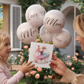 かわいい水彩 バレリーナ ママ シルエット カード