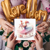 かわいい水彩 バレリーナ ママ シルエット カード