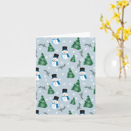 かわいい水彩 フェスティブ スノー パターン カード (黄色い花)