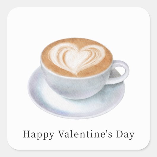 かわいい水彩 ヴァレンタインズ スクエアシール (正面)