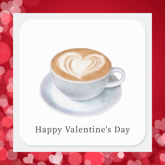かわいい水彩 ヴァレンタインズ スクエアシール