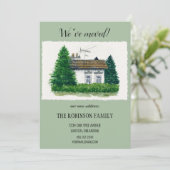 かわいい水彩 ヴィンテージ コテージ ご転居のお知らせ レトロ 招待状 (スタンド正面)